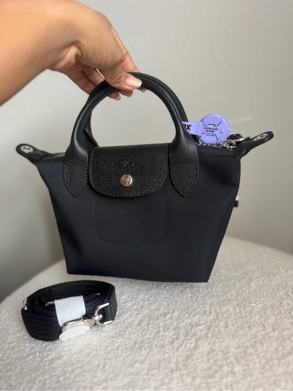 Longchamp Small Nylon Top-Handle Bag in Black - Picture 4 of 4